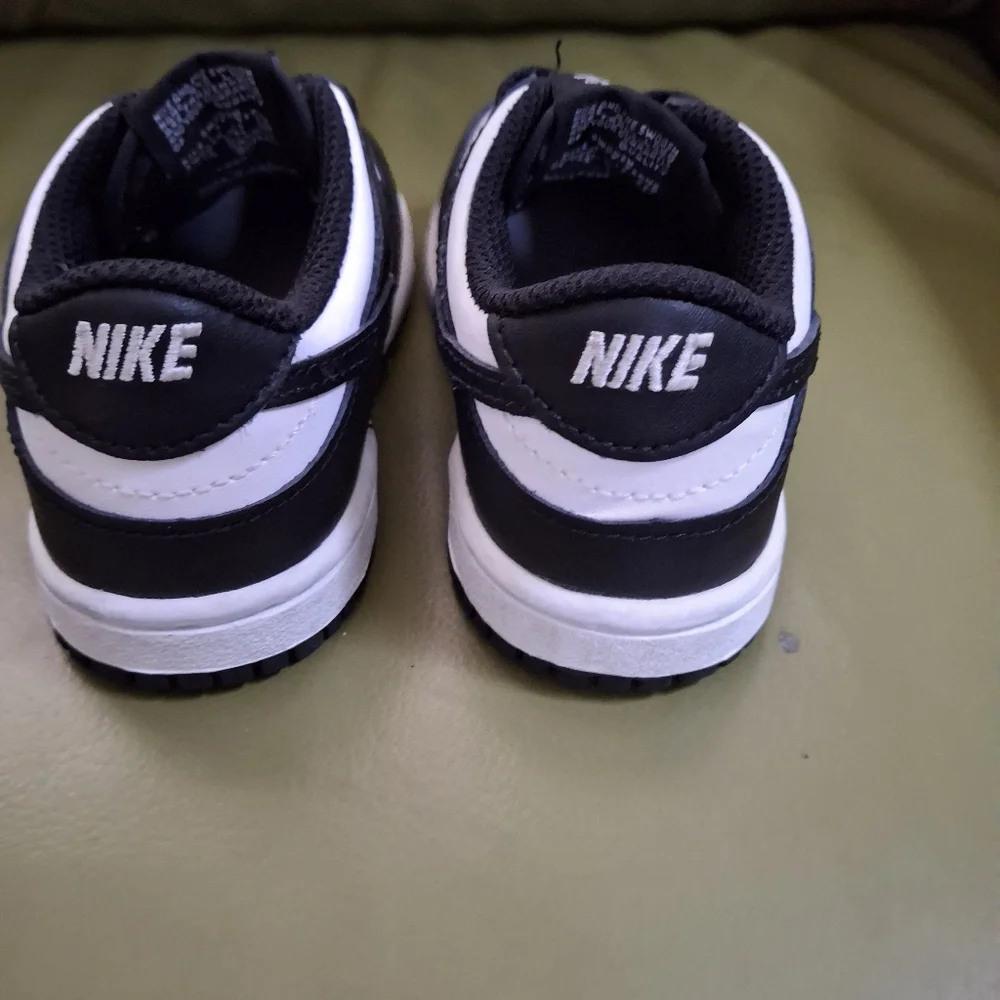 Nike Dunk Low Panda Black and White Sneakers Kids size 7.5 Toddler